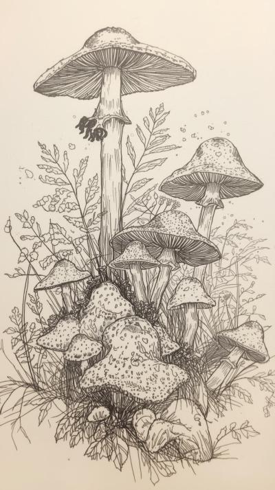 Mushroom Field Notes Sketch
