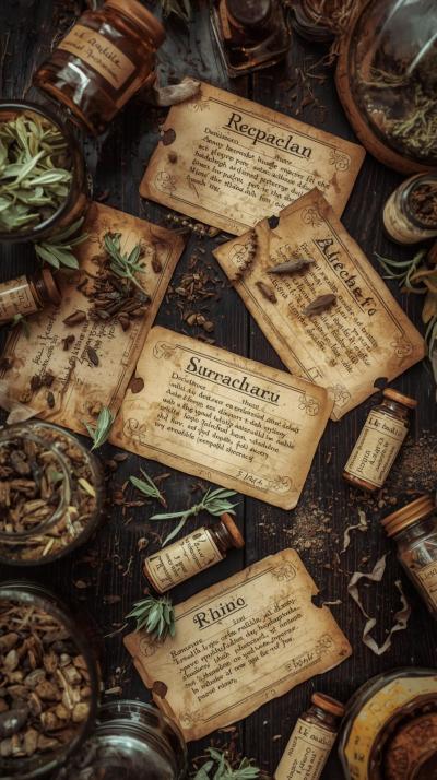 HandwrittenApothecary Labels And Jars Recipe Cards