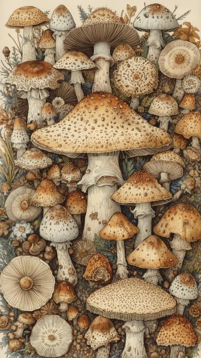 Mushroom Field Notes Sketch