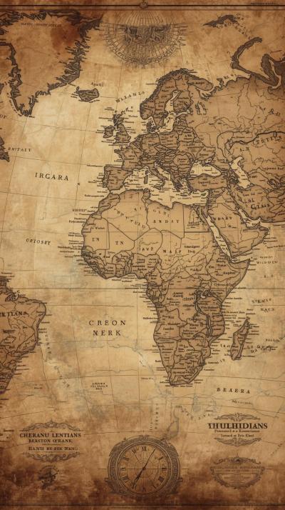 Antique World Map Sepia