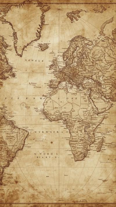 Antique World Map Sepia
