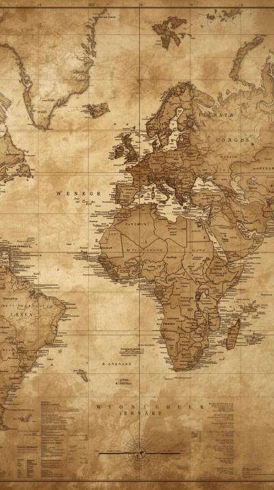 Antique World Map Sepia