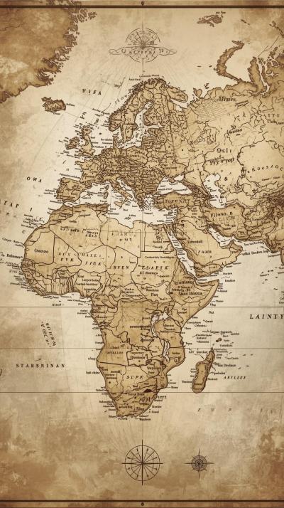 Antique World Map Sepia