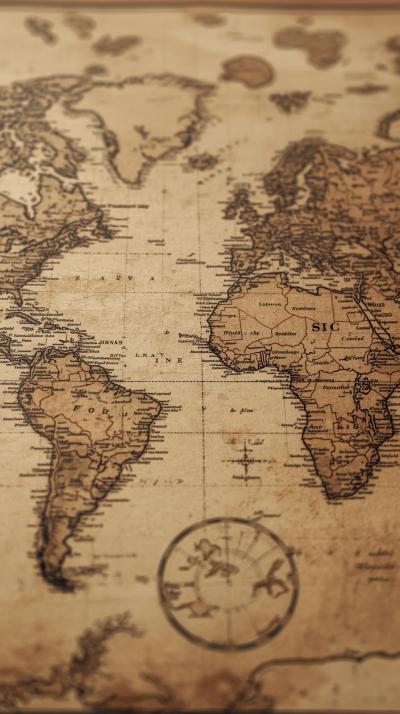 Antique World Map Sepia