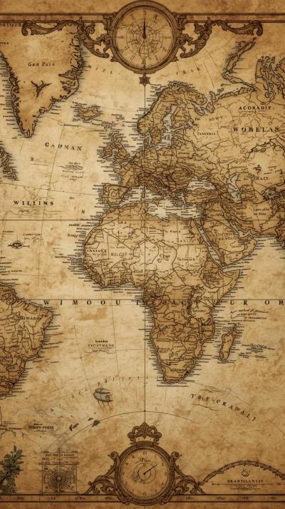 Antique World Map Sepia