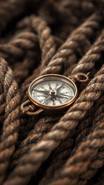 Nautical Compass And Ropes