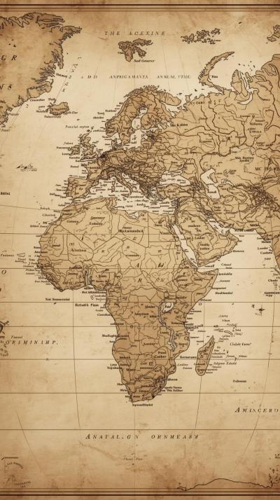 Antique World Map Sepia