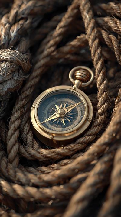 Nautical Compass And Ropes