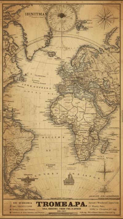 Antique World Map Sepia