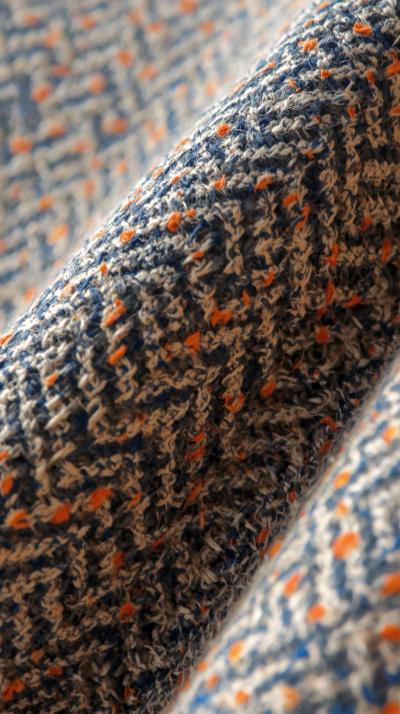 Polka Dots OHerringbone Wool Weave Close Upn Aged