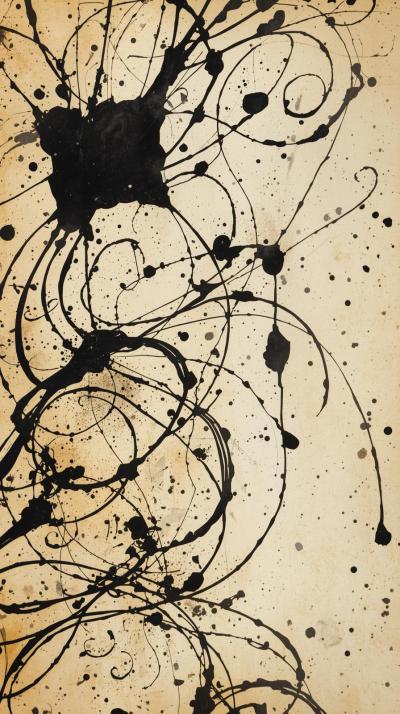 Calligraphy FInk Splatters And Nib Markslourishes