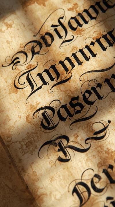 Calligraphy Flourishes On Vellum