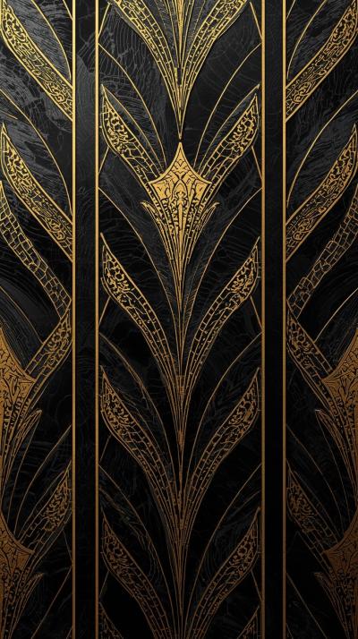 Art Deco Gold Geometrics On Ebony
