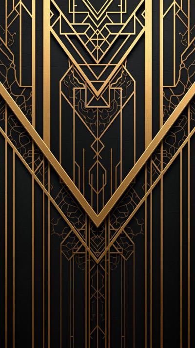 Art Deco Gold Geometrics On Ebony
