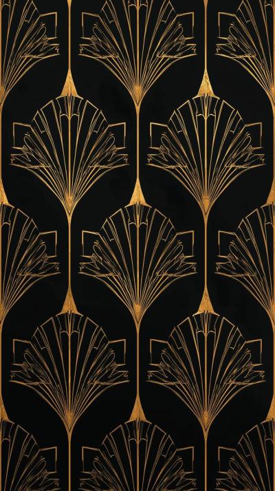 Art Deco Gold Geometrics On Ebony