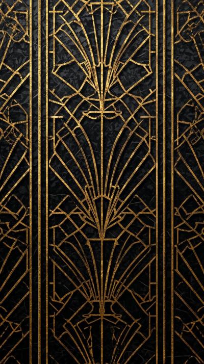Art Deco Gold Geometrics On Ebony