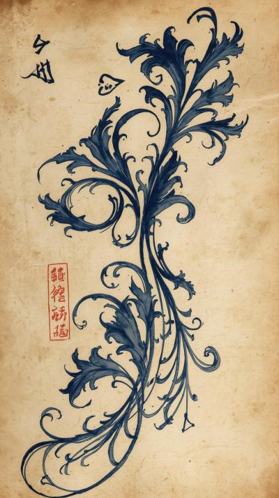Calligraphy Flourishes On Vellum