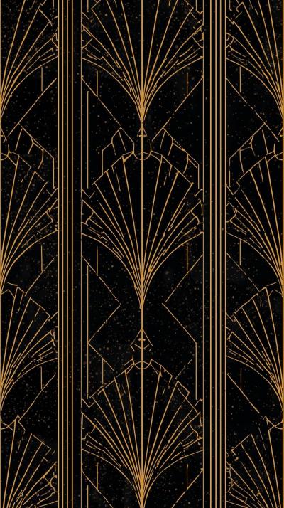 Art Deco Gold Geometrics On Ebony