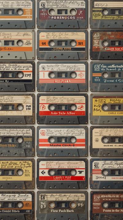 Cassette Tape Label Grid