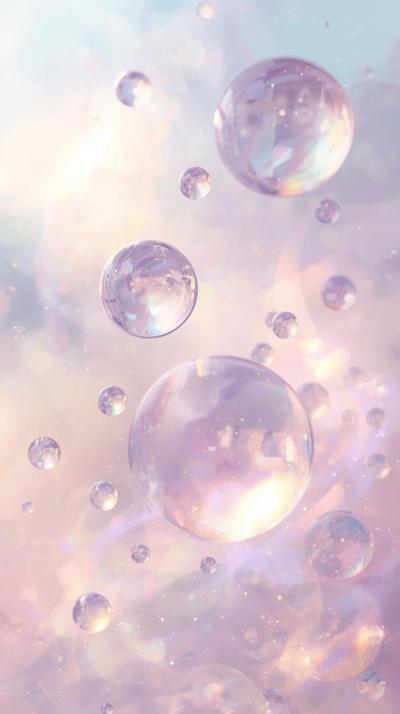 D Spheres Floating In Soft Colored Light
