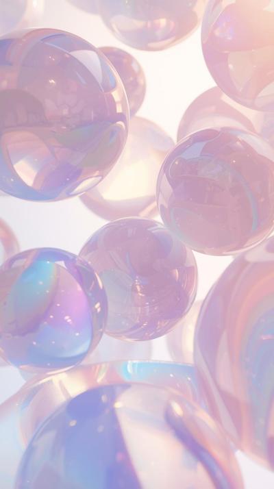 D Spheres Floating In Soft Colored Light