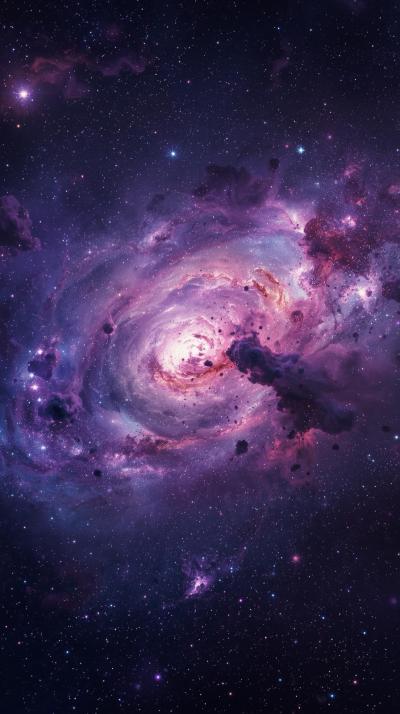 Cosmic Galaxy Burst With Bright Stars And Nebula C