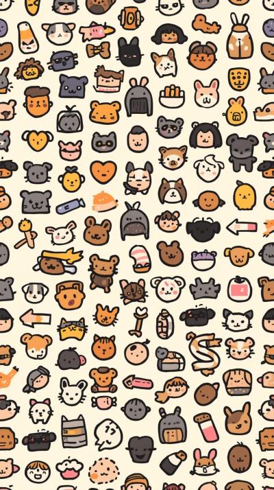 Cute Doodle Icons Repeating Pattern