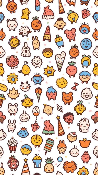 Cute Doodle Icons Repeating Pattern