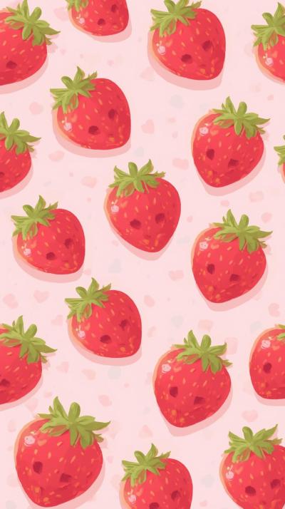 Cute Strawberries Pastel Kawaii Wallpaper
