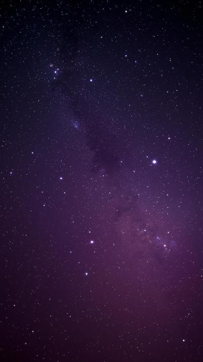 Dark Purple Starry Sky With Glowing Constellations
