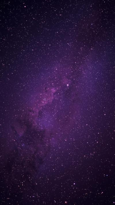 Dark Purple Starry Sky With Glowing Constellations