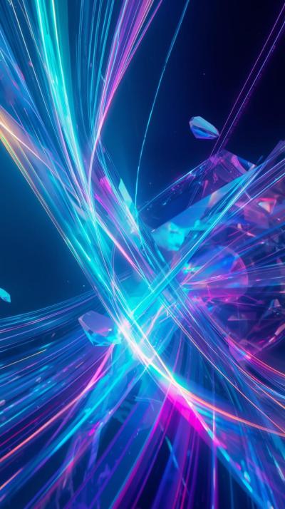 Futuristic Hologram Lines With Floating Geometric