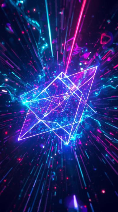 Futuristic Hologram Lines With Floating Geometric