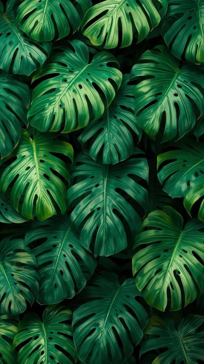 Green Tropical Monstera Leaf Pattern