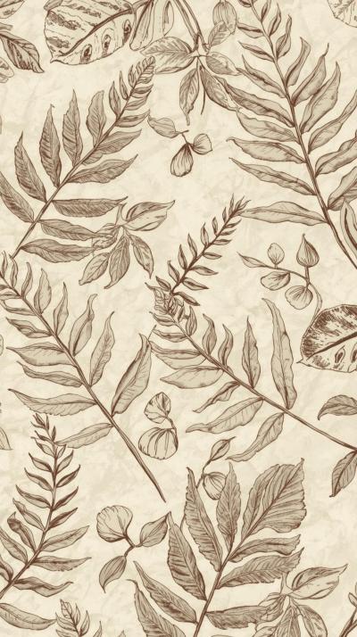 Hand Drawn Botanical Pattern Of Ferns And Monstera