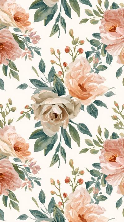 Light Watercolor Floral Bouquet Wallpaper