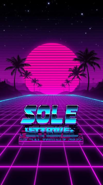 Retro   S Synthwave Grid With Neon Horizon Palm Si