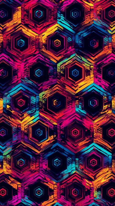 Retro   S Pattern With Geometric Neon Shapes