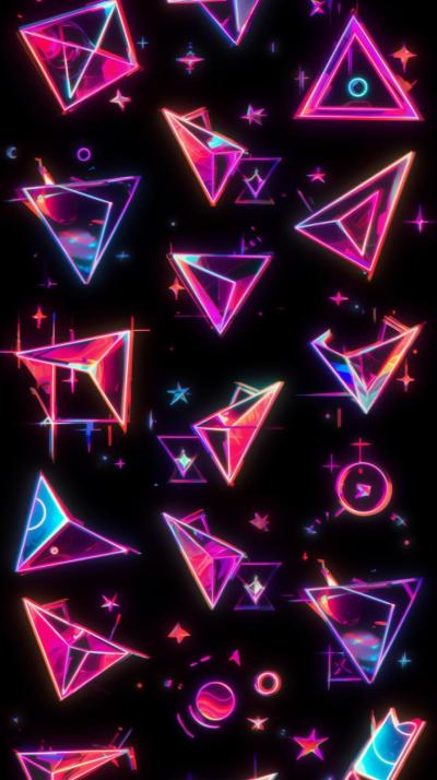 Retro   S Pattern With Geometric Neon Shapes