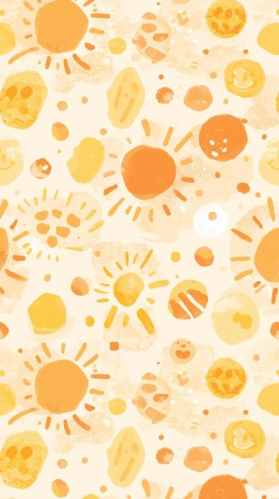 Soft Sunshine Pattern With Hand Drawn Circles