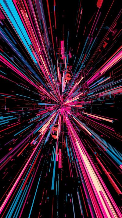 Techno Glitch Lines With Neon Distortion