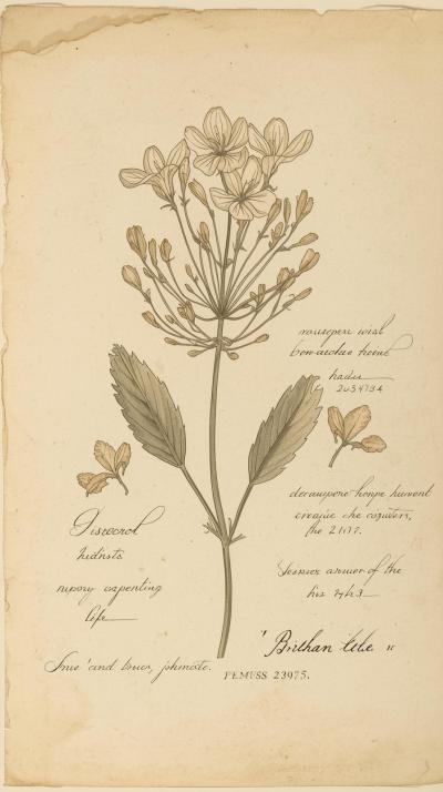 Vintage Botanical Drawing With Handwritten Labels