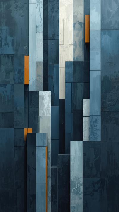 Abstract Geometric Cityscape With Layered Blocks