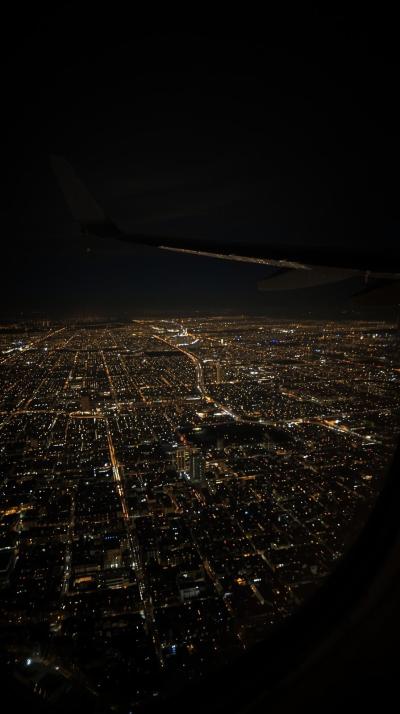 City From Airplane Window View