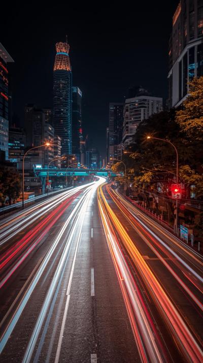 City Traffic Long Exposure Light Trails Aesthetic