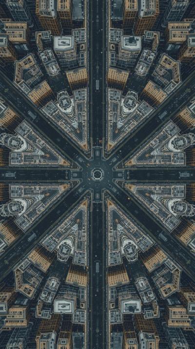 Drone Shot Of Buildings Forming Symmetrical Patter