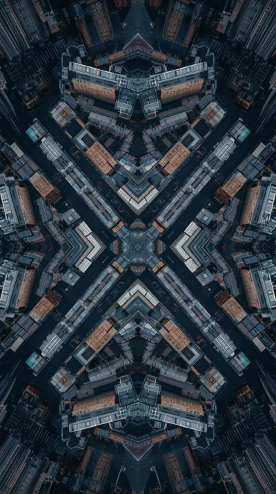 Drone Shot Of Buildings Forming Symmetrical Patter