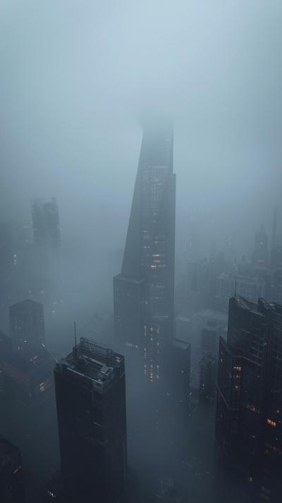 Foggy Morning Over A Modern Mega City