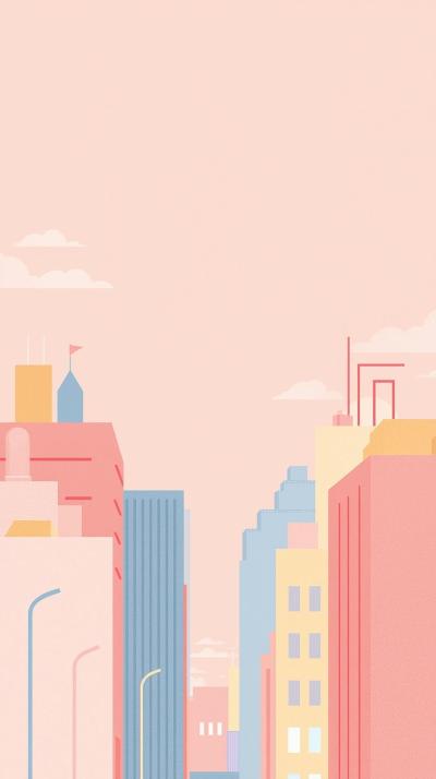 Minimal Pastel City Illustration