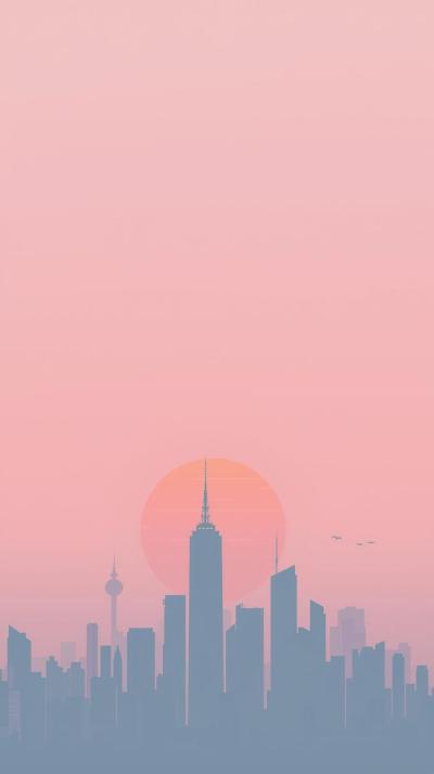 Minimalist Silhouette Of Skyscrapers Against A Pin
